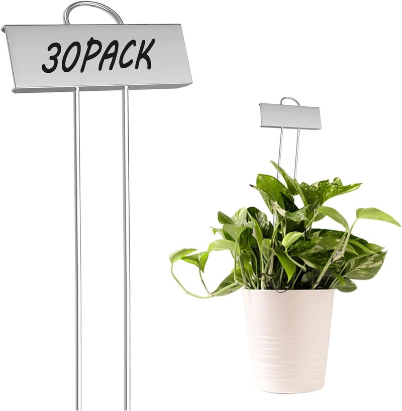 GHAMYEE 30pcs Plant Labels for Outdoor Garden Waterproof Plant Markers for Outdoor Plants, 11inch Metal Garden Plant Tags and Labels for Herbs Vegetable Seedlings Greenhouse（Silver） - Image 1